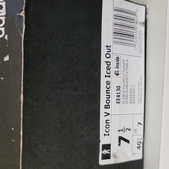 Adidas Men's Icon V Bounce Iced Out Baseball Red and White Cleats, Size 7-1/2 - Picture 2 of 15